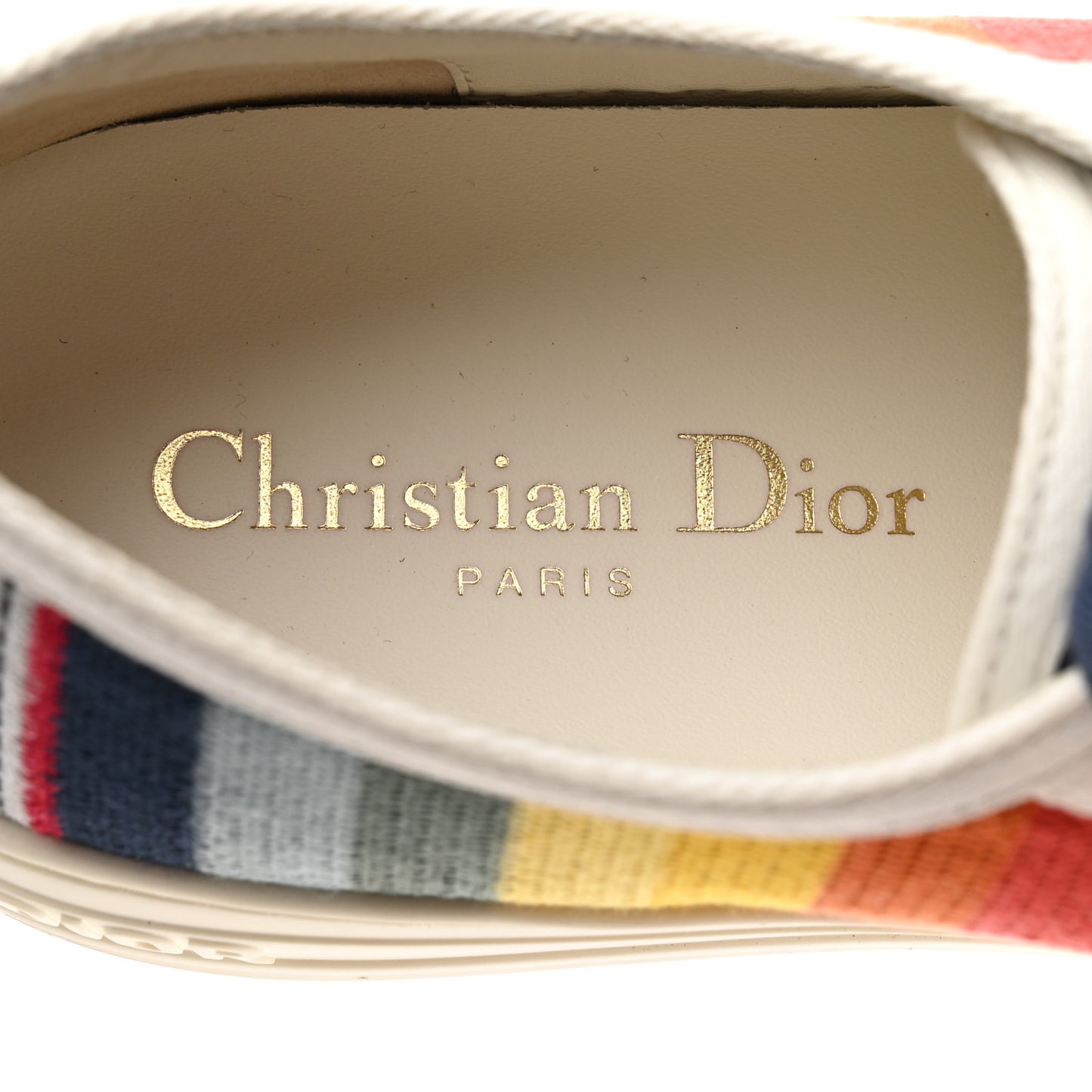 Canvas Rainbow Embroidered Womens Walk'N'Dior Low Top Sneakers 39.5 Multicolor
