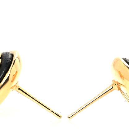 Chanel Metal Lambskin Camellia CC Drop Earrings Gold Black 3 of 4