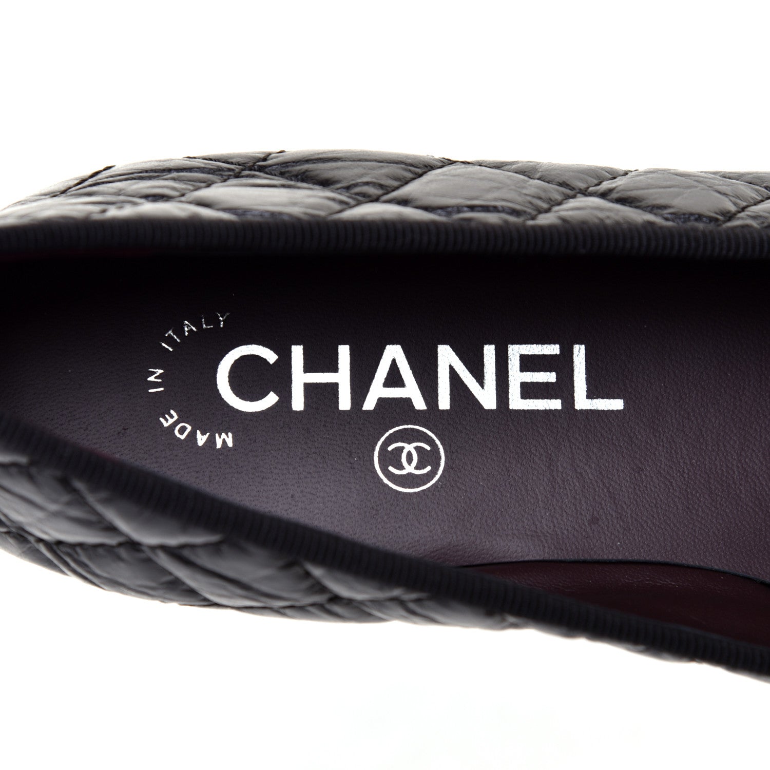 Chanel Aged Calfskin Quilted Cap Toe Ballerina Flats 37.5 Black 7 of 8