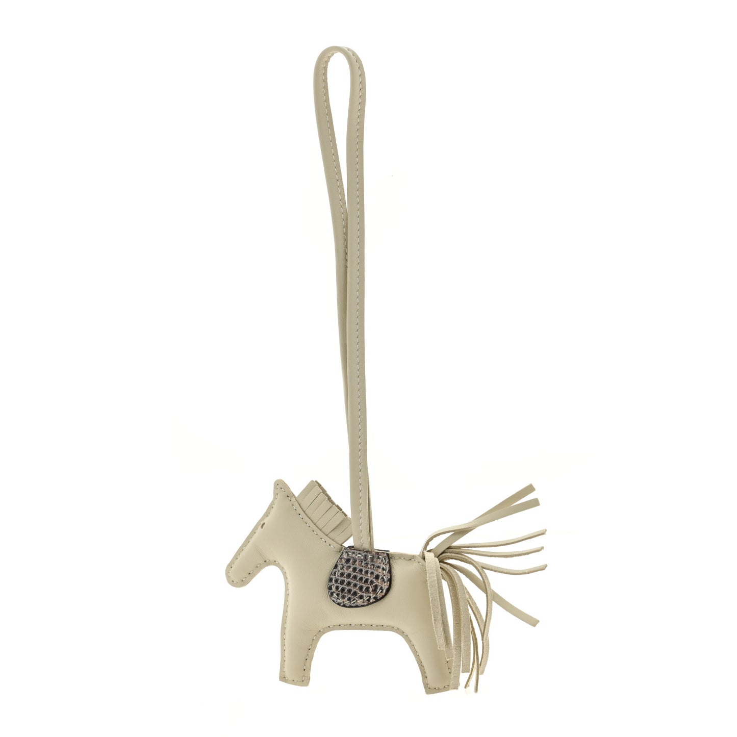 Milo Lambskin Lizard Touch Grigri Rodeo Horse Bag Charm PM Craie Ombre