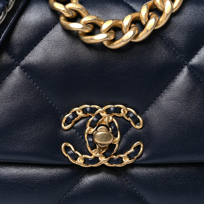 Chanel Lambskin Quilted Medium Chanel 19 Flap Navy Blue 8 of 10