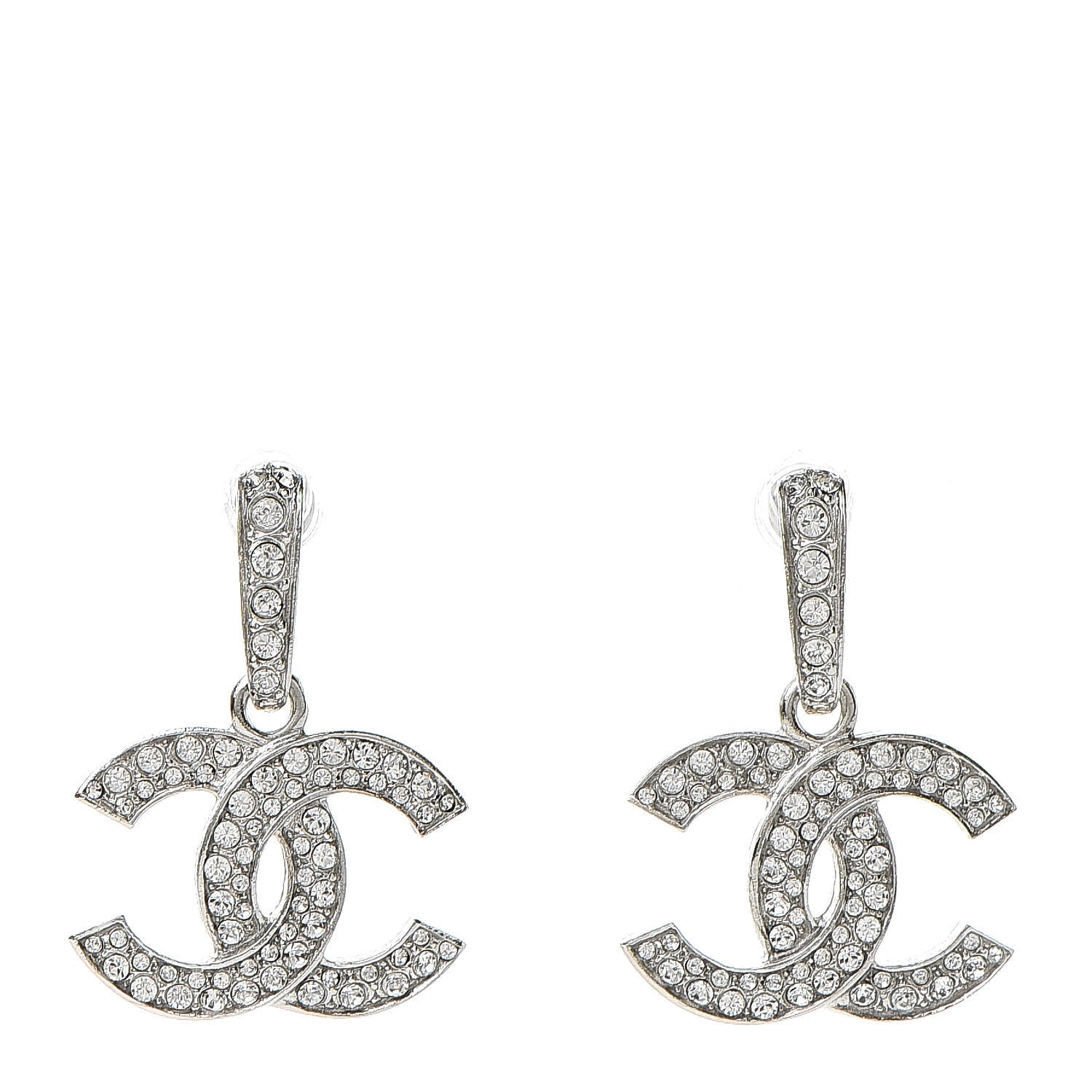 Chanel Crystal Palais Garnier CC Drop Earrings Silver 1 of 5