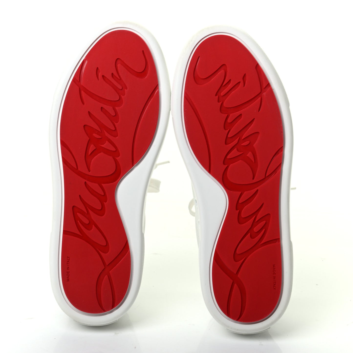 Calfskin Patent Vieirissima Flat Sneakers 36.5 White Loubi
