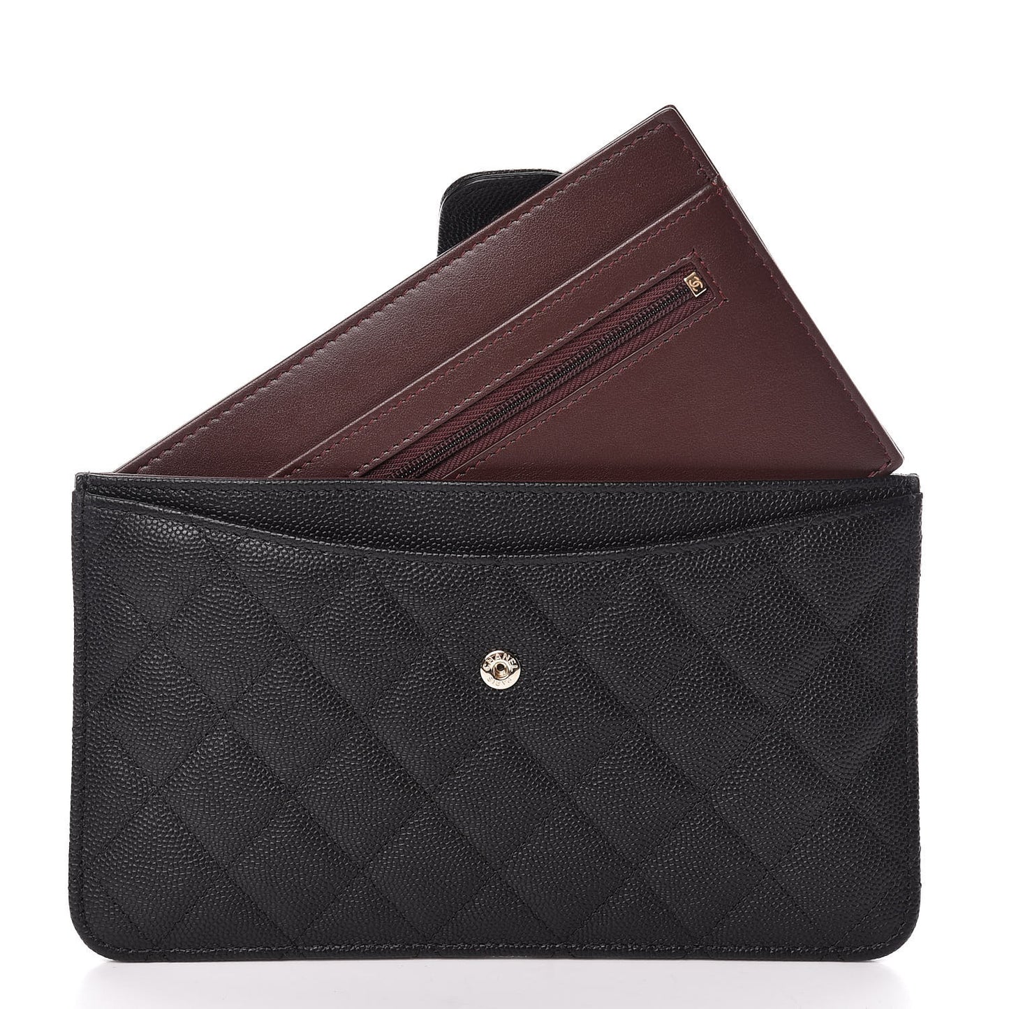 Caviar Quilted Classic Strap Pouch Black