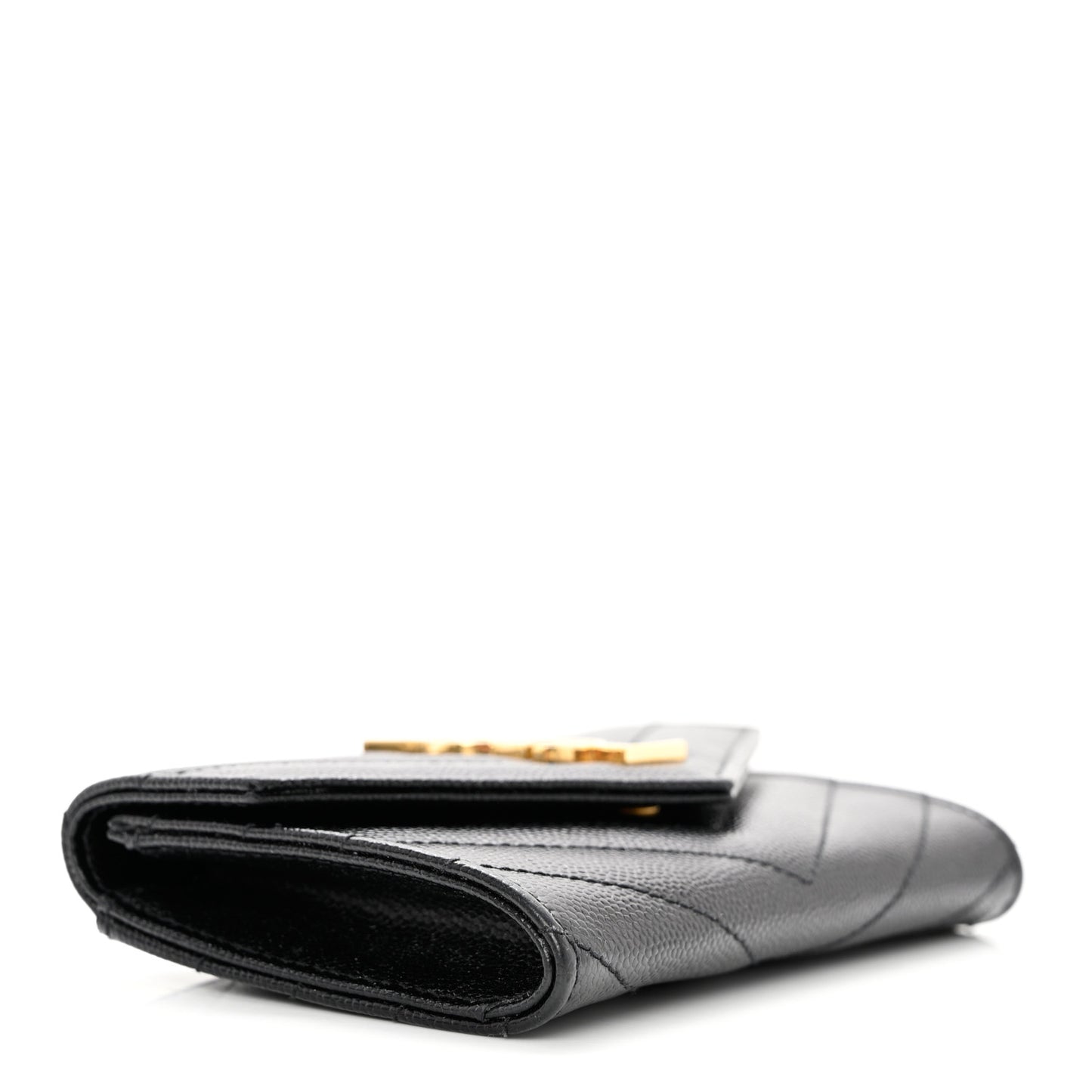 Grain De Poudre Matelasse Chevron Small Monogram Envelope Wallet Black