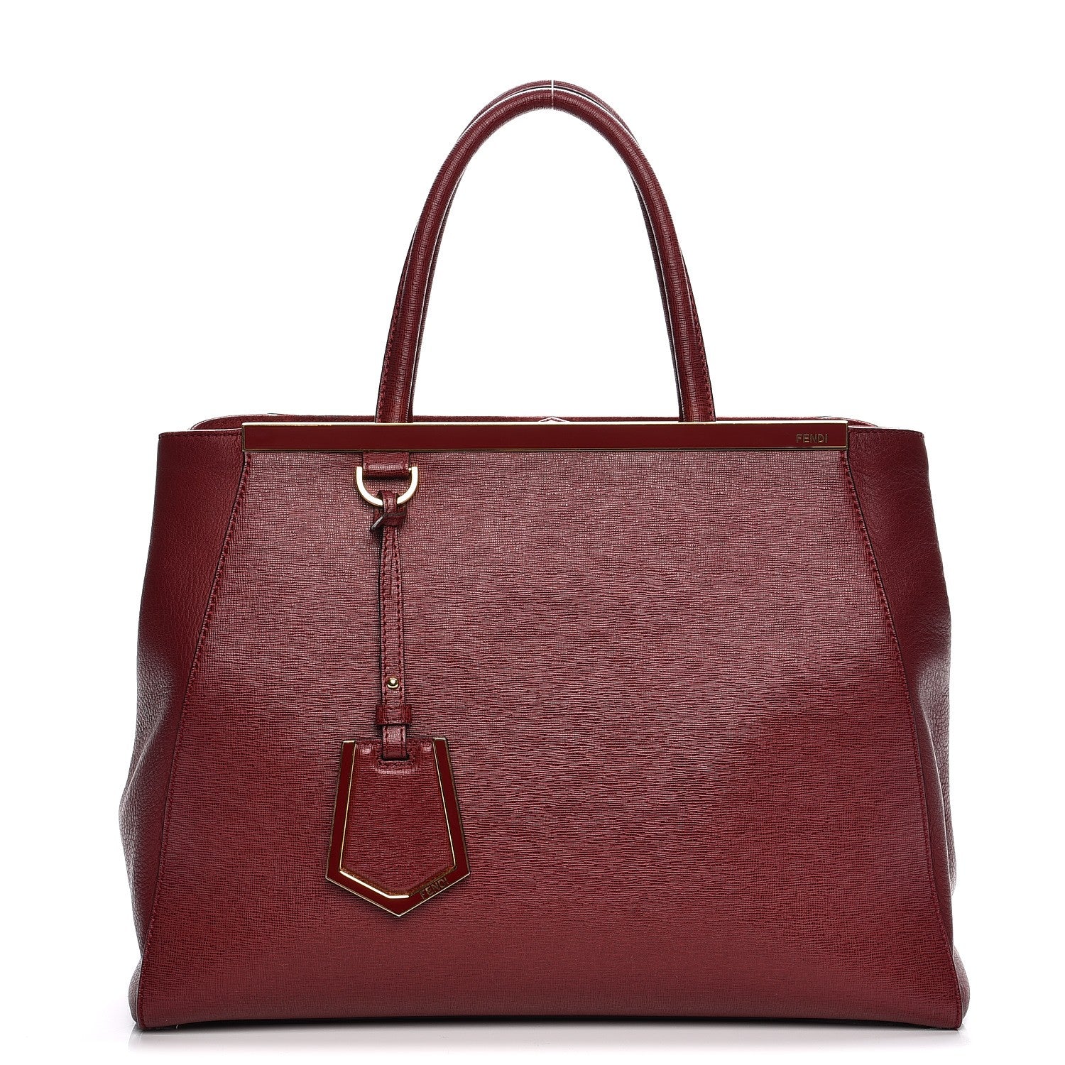 Fendi Vitello Elite Regular 2Jours Tote Rosso Scuro Ciliegia 1 of 11