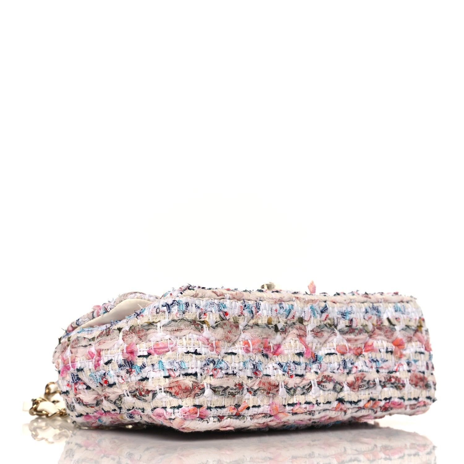Chanel Tweed Quilted Mini Rectangular Flap Ecru Pink Blue Green 4 of 9