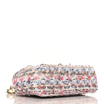 Chanel Tweed Quilted Mini Rectangular Flap Ecru Pink Blue Green 4 of 9