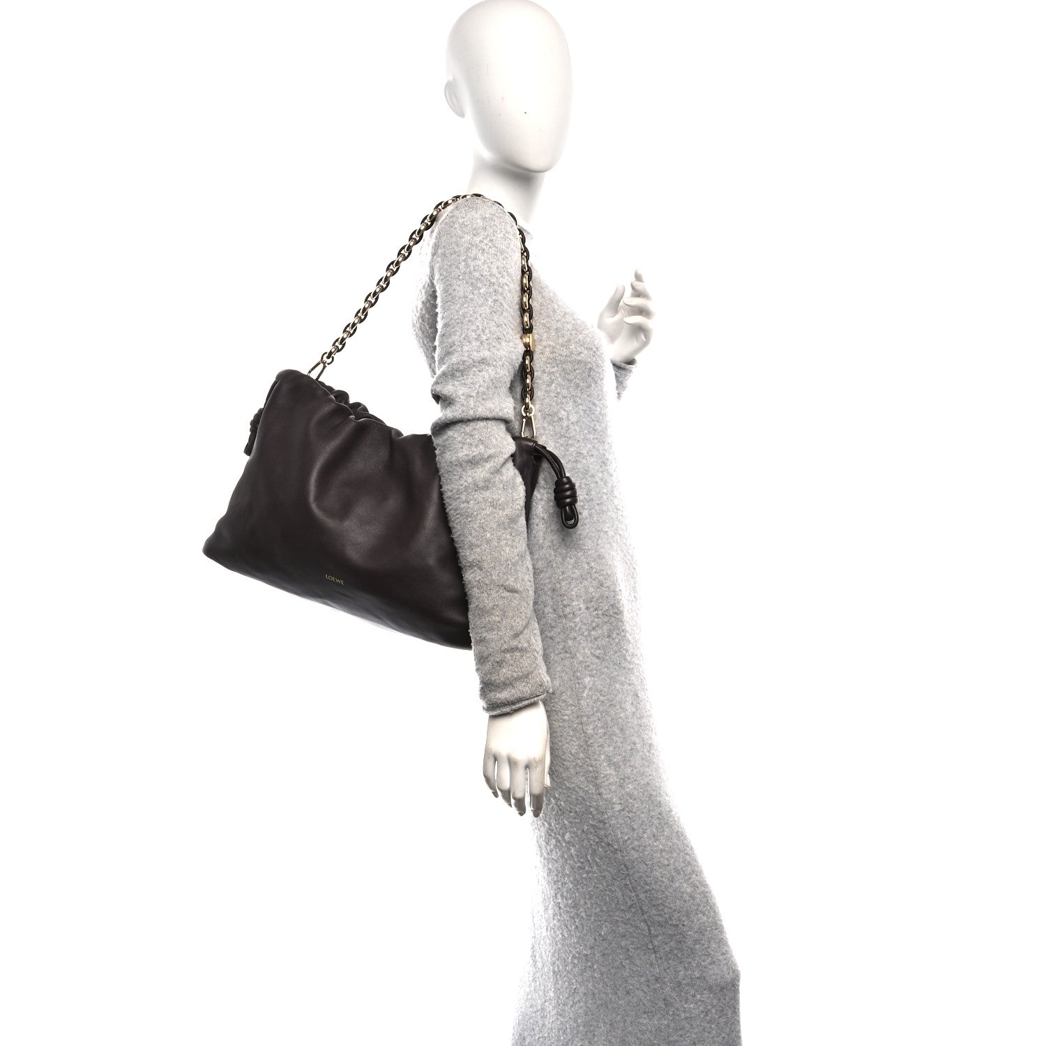 Loewe Mellow Nappa Donut Chain Large Flamenco Knot Clutch Dark Brownie 2 of 10