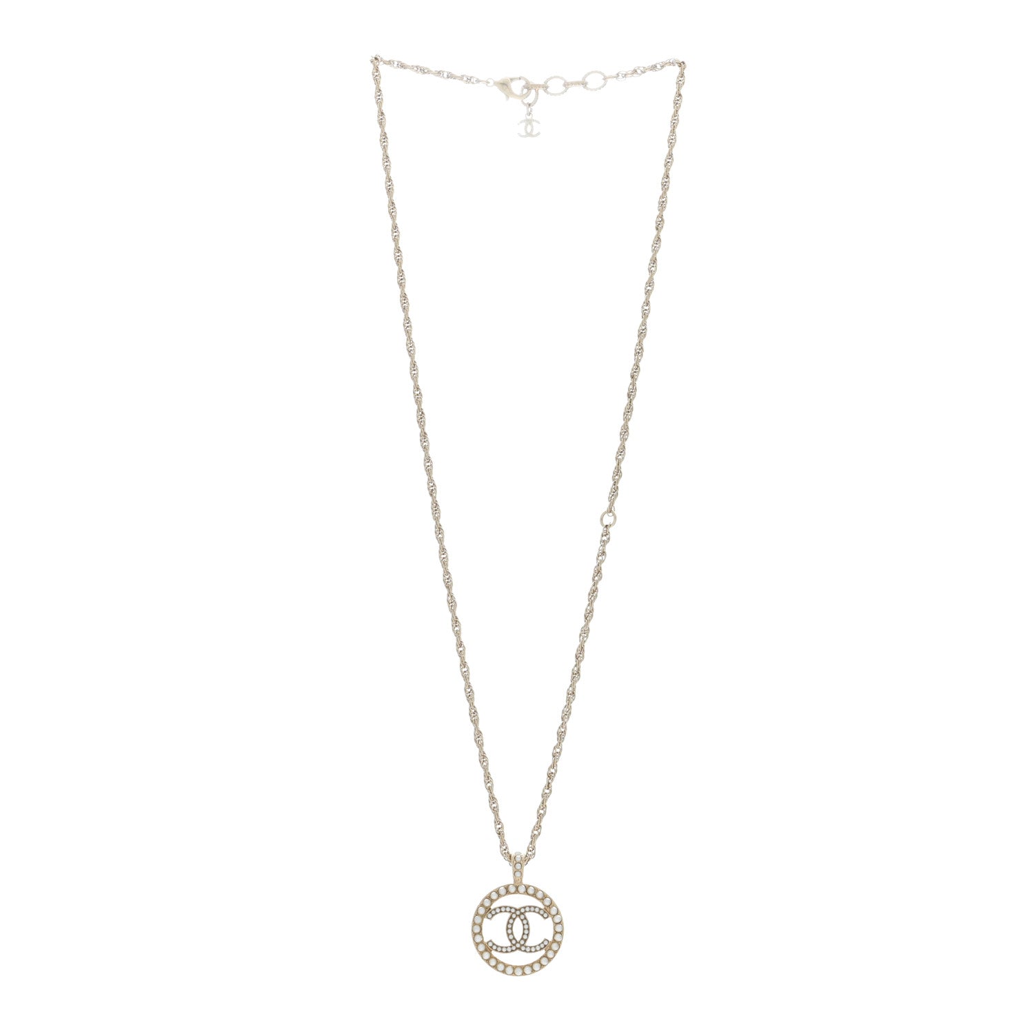 Chanel Pearl CC Round Pendant Necklace Gold 3 of 4