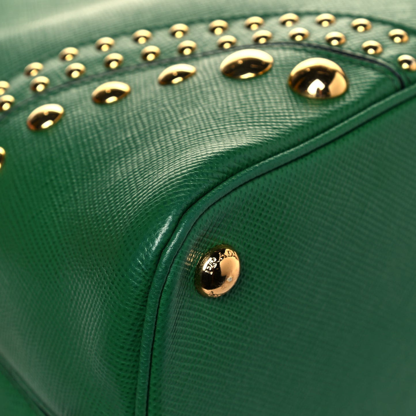 Saffiano Studded Bijou Tote Verde