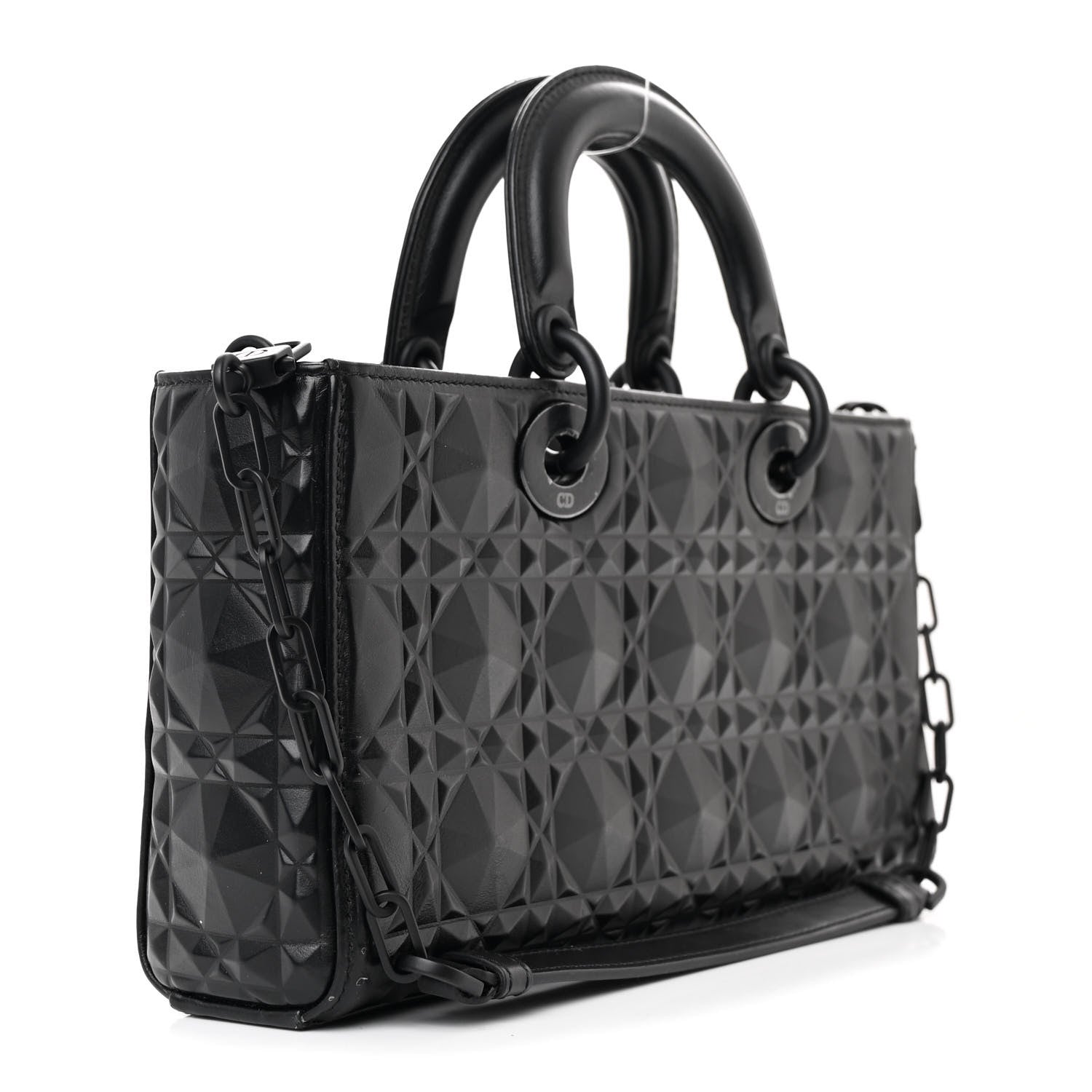 Christian Dior Calfskin Cannage Diamond Medium Lady D-Joy Black 3 of 14