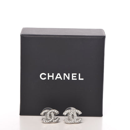 Chanel Crystal CC Earrings Silver 5 of 5