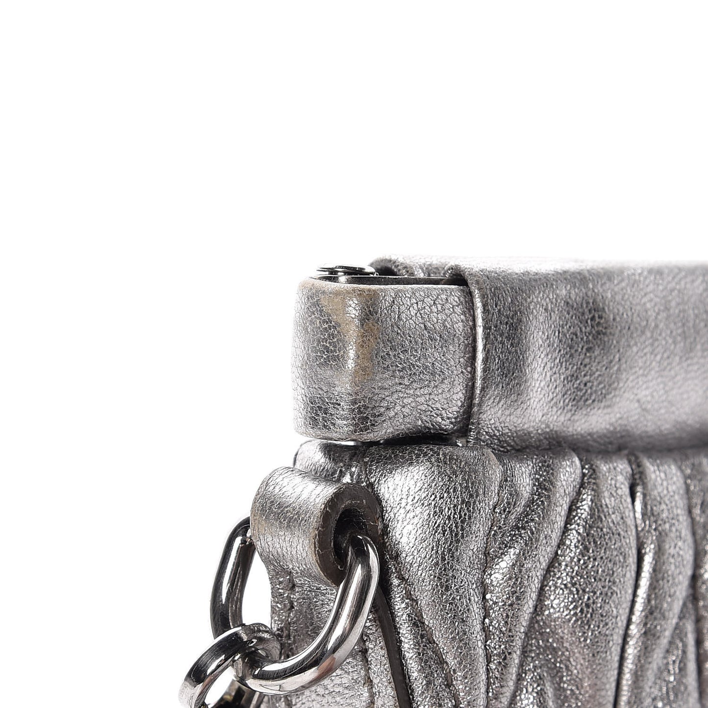 Metallic Nappa Matelasse Clutch Cromo