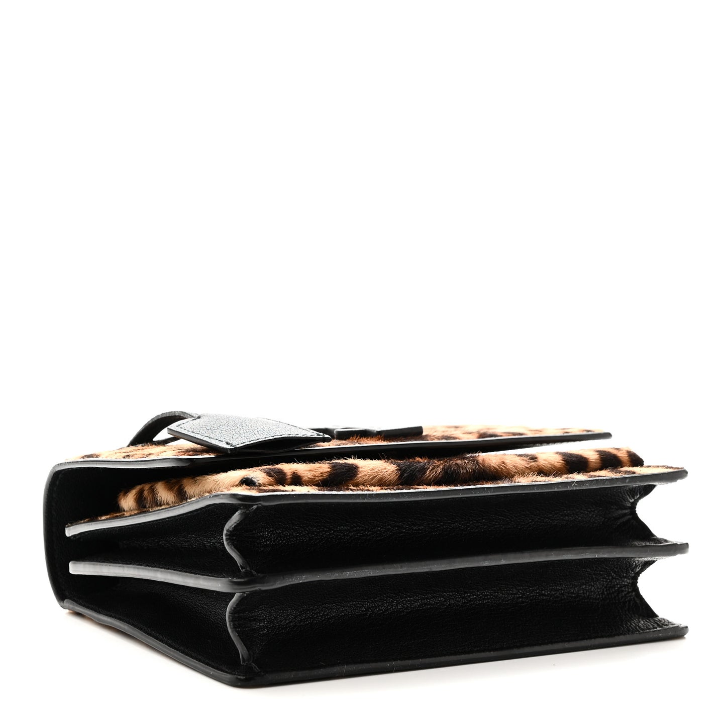 Calf Hair Leopard Print Monogram Small Sunset Chain Wallet Natural Black
