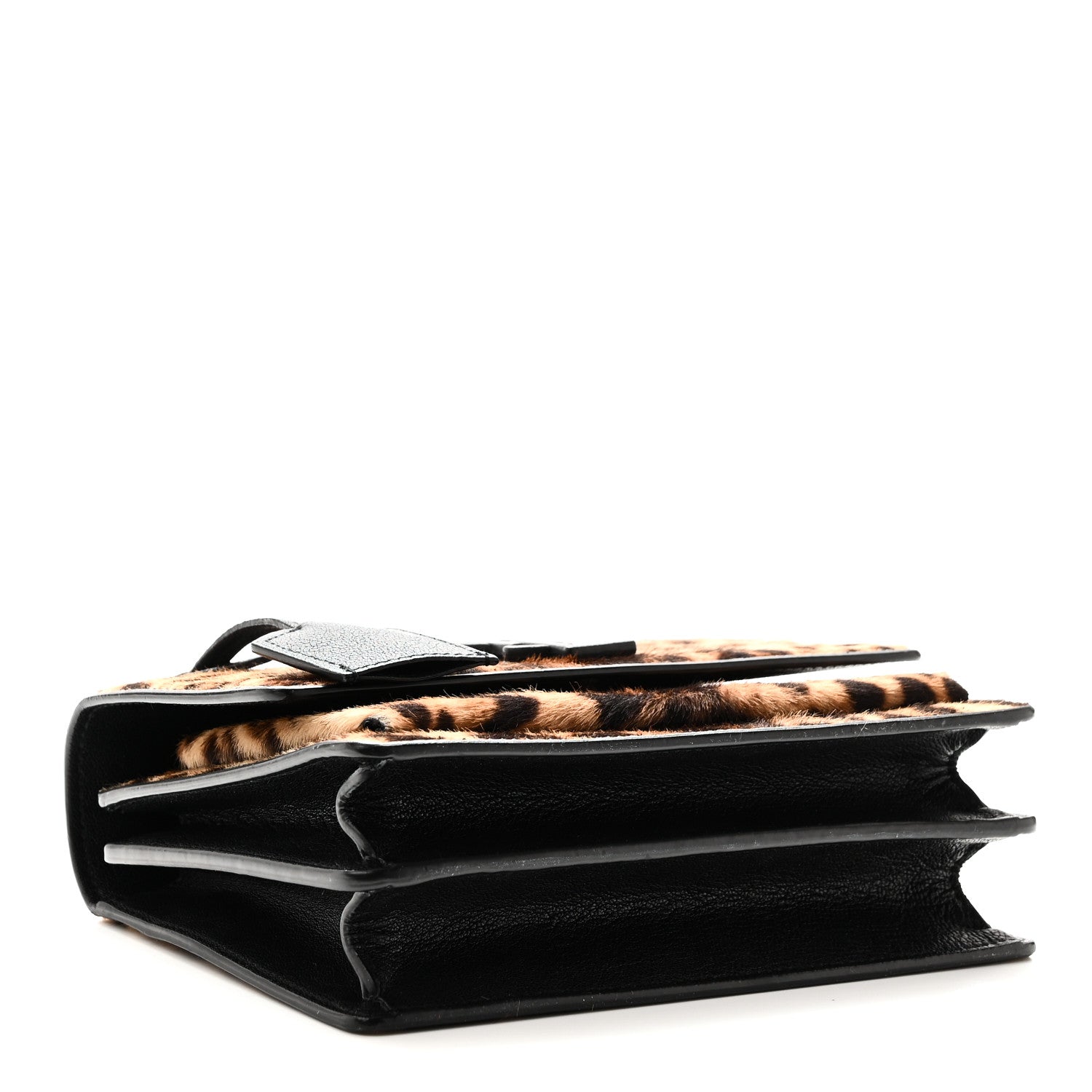 Saint Laurent Calf Hair Leopard Print Monogram Small Sunset Chain Wallet Natural Black 4 of 10