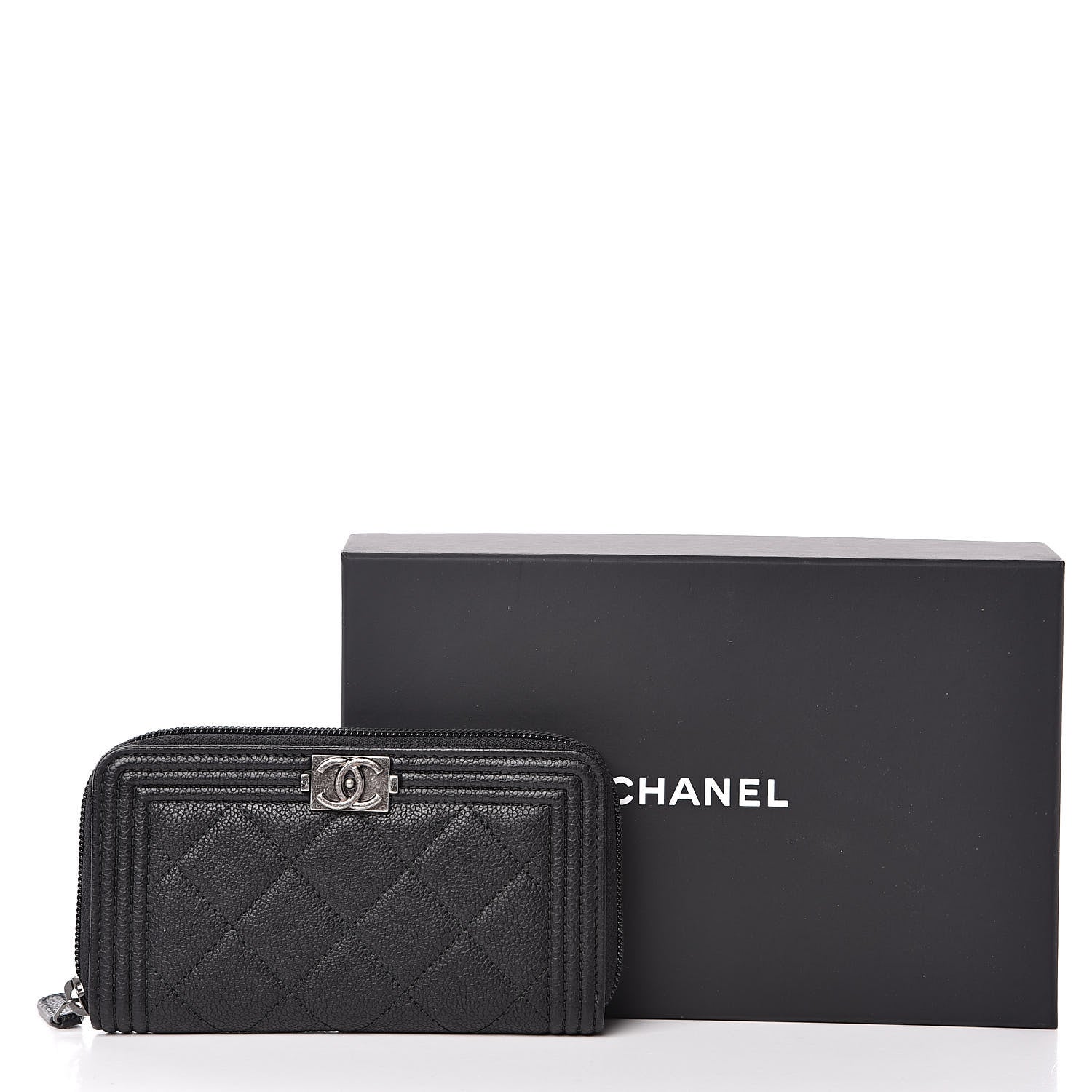 Chanel Caviar Quilted Small Boy Zip Around Wallet Black 10 of 10
