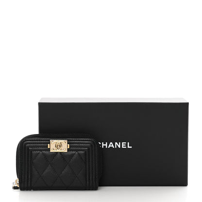 Chanel Caviar Quilted Boy Zip Around Coin Purse Wallet Black 9 of 9