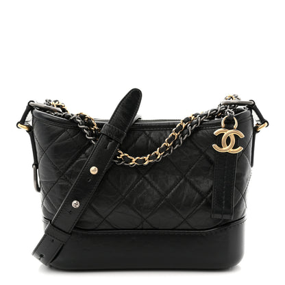 Chanel Aged Calfskin Quilted Small Gabrielle Hobo Black 1 of 23