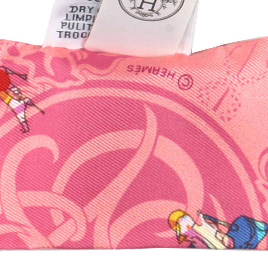 Hermes Silk Ex-Libris Les Parisie Twilly Rose Malabar Jaune 3 of 4