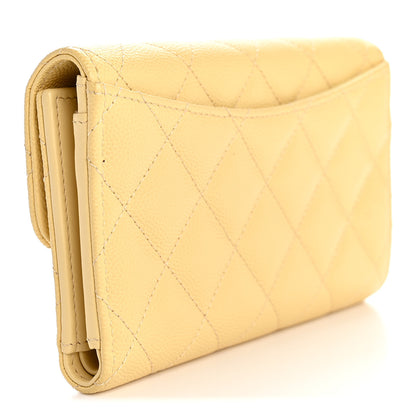 Chanel Caviar Quilted Medium Flap Wallet Light Yellow 3 of 8