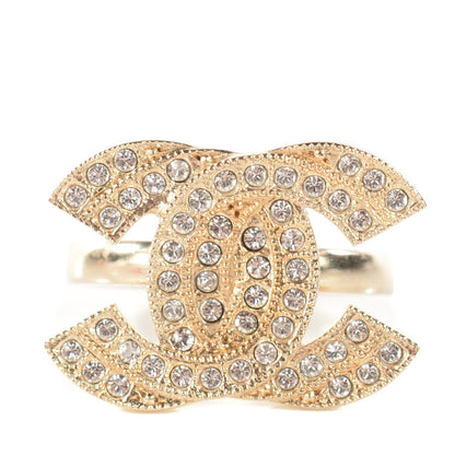 Chanel Crystal Double CC Ring 6.25 Light Gold 1 of 5