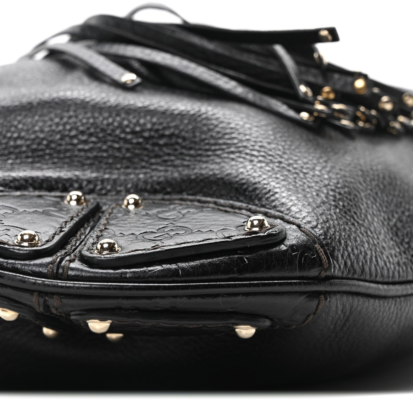 Calfskin Guccissima Medium Indy Top Handle Hobo Dark Brown