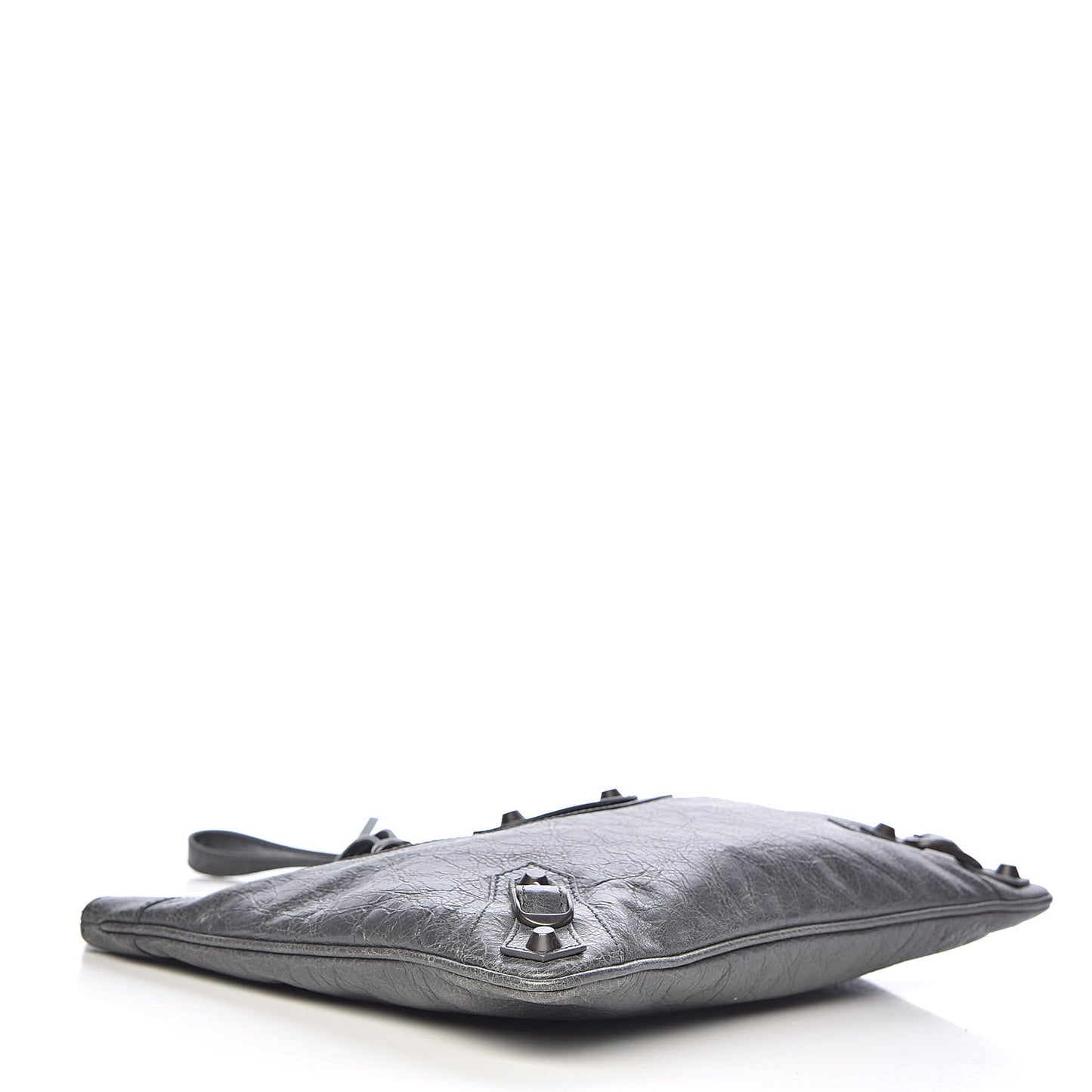 Agneau Classic Hardware Flat Handle Clutch Gris Tarmac
