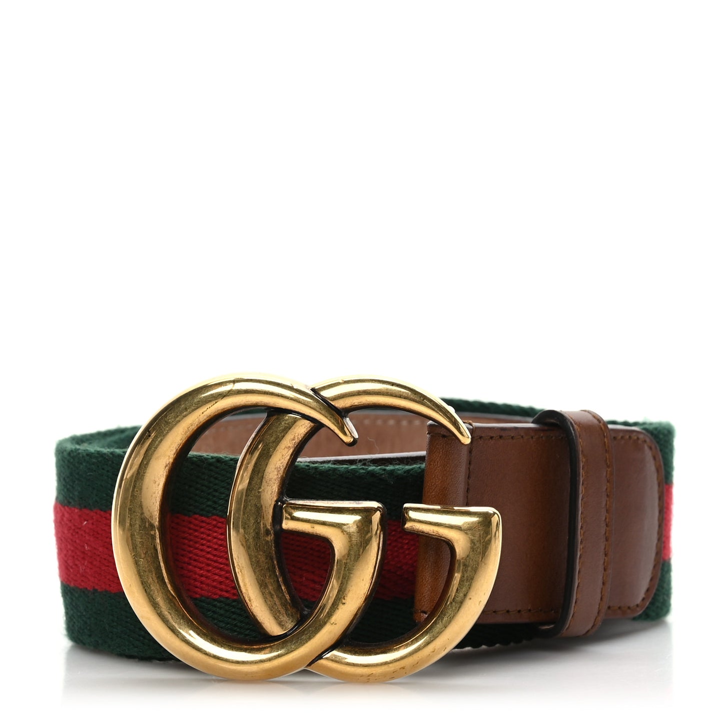 Nylon Calfskin Double G Web 40mm Belt 80 32 Green Red Cuir
