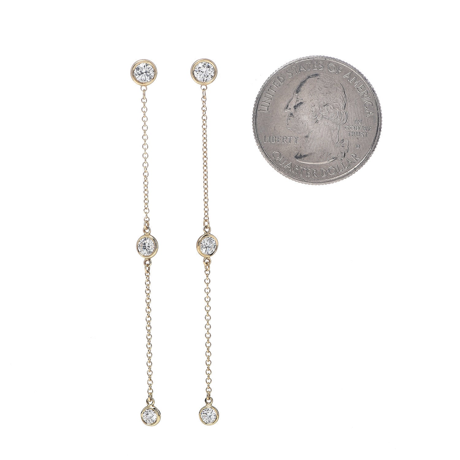 Tiffany 18K Yellow Gold Diamond .80ct Elsa Peretti Diamonds by the Yard Earrings 2 of 4