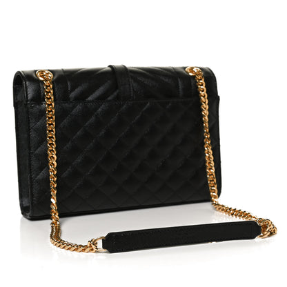 Saint Laurent Grain De Poudre Textured Mixed Matelasse Triquilt Medium Monogram Satchel Black 3 of 10