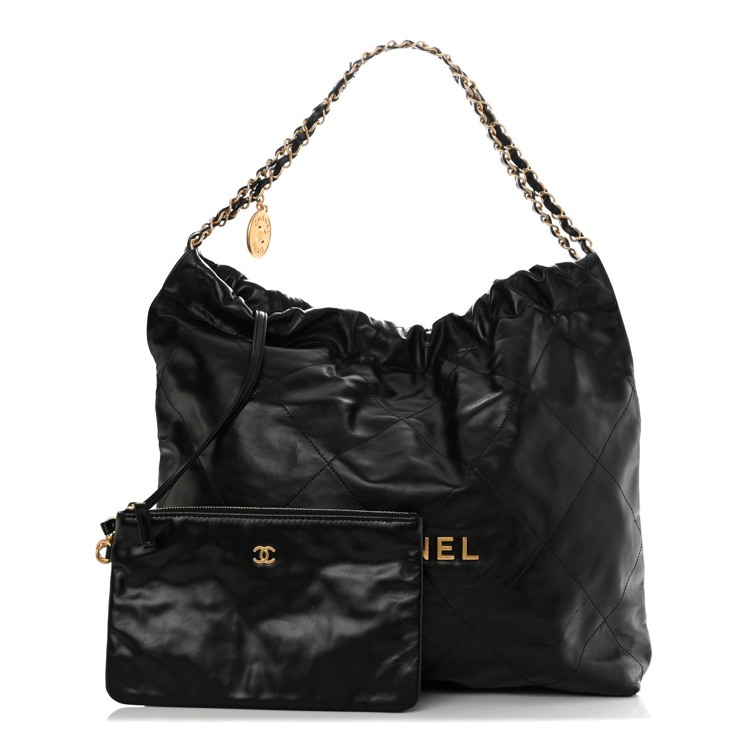 Chanel Shiny Calfskin Quilted Chanel 22 Black 1 of 11