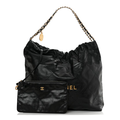 Chanel Shiny Calfskin Quilted Chanel 22 Black 1 of 11
