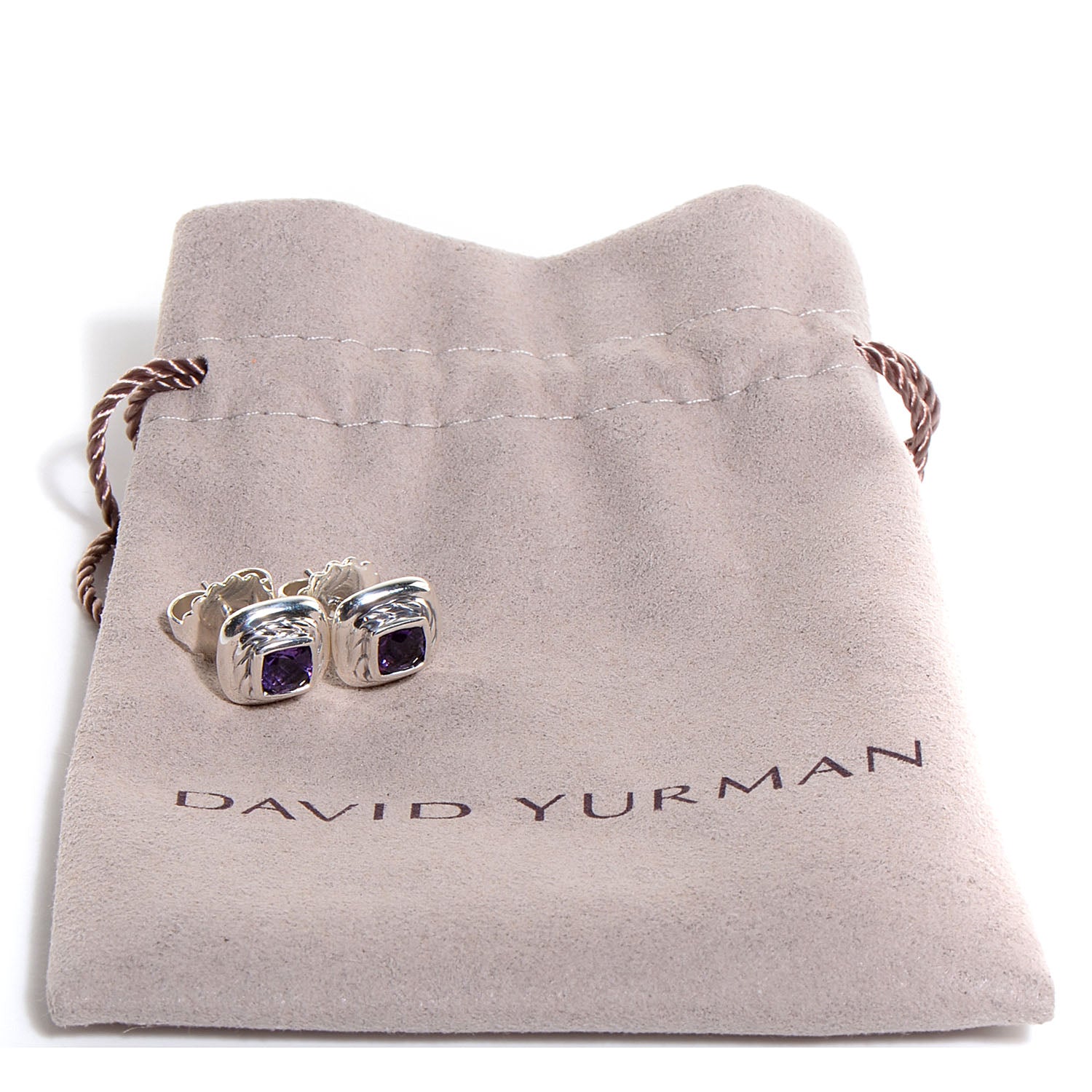 David Yurman Sterling Silver 5mm Amethyst Color Classics Earrings 5 of 5