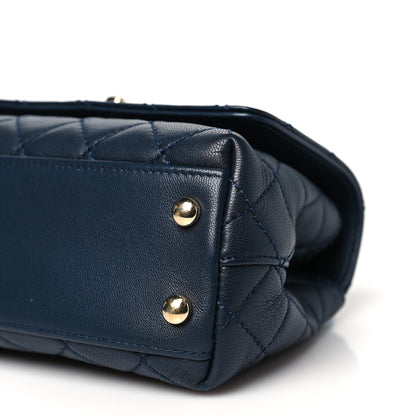 Chanel Goatskin Quilted Extra Mini Rainbow Coco Handle Flap Navy Blue 10 of 11