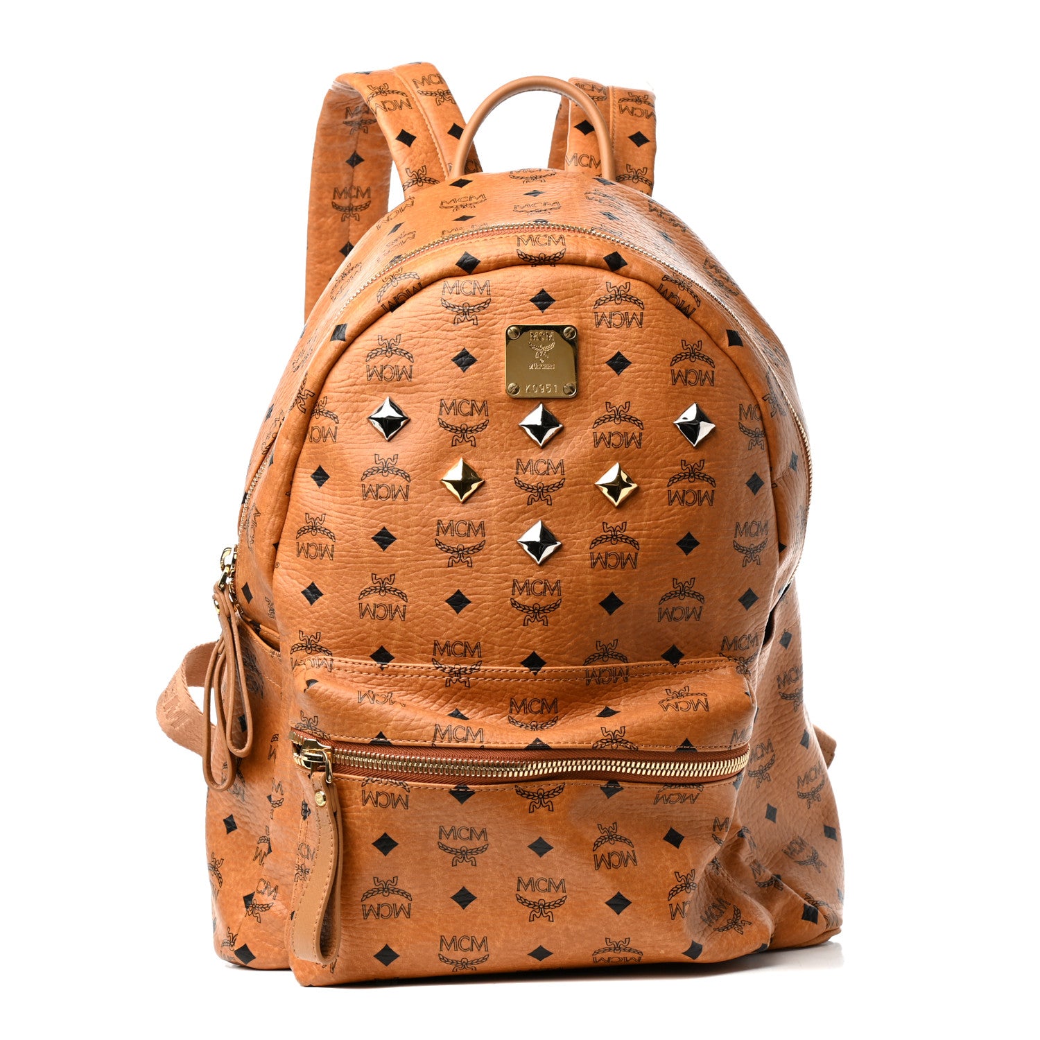 MCM Visetos Medium Sprinkle Stud Stark Backpack Cognac 1 of 9