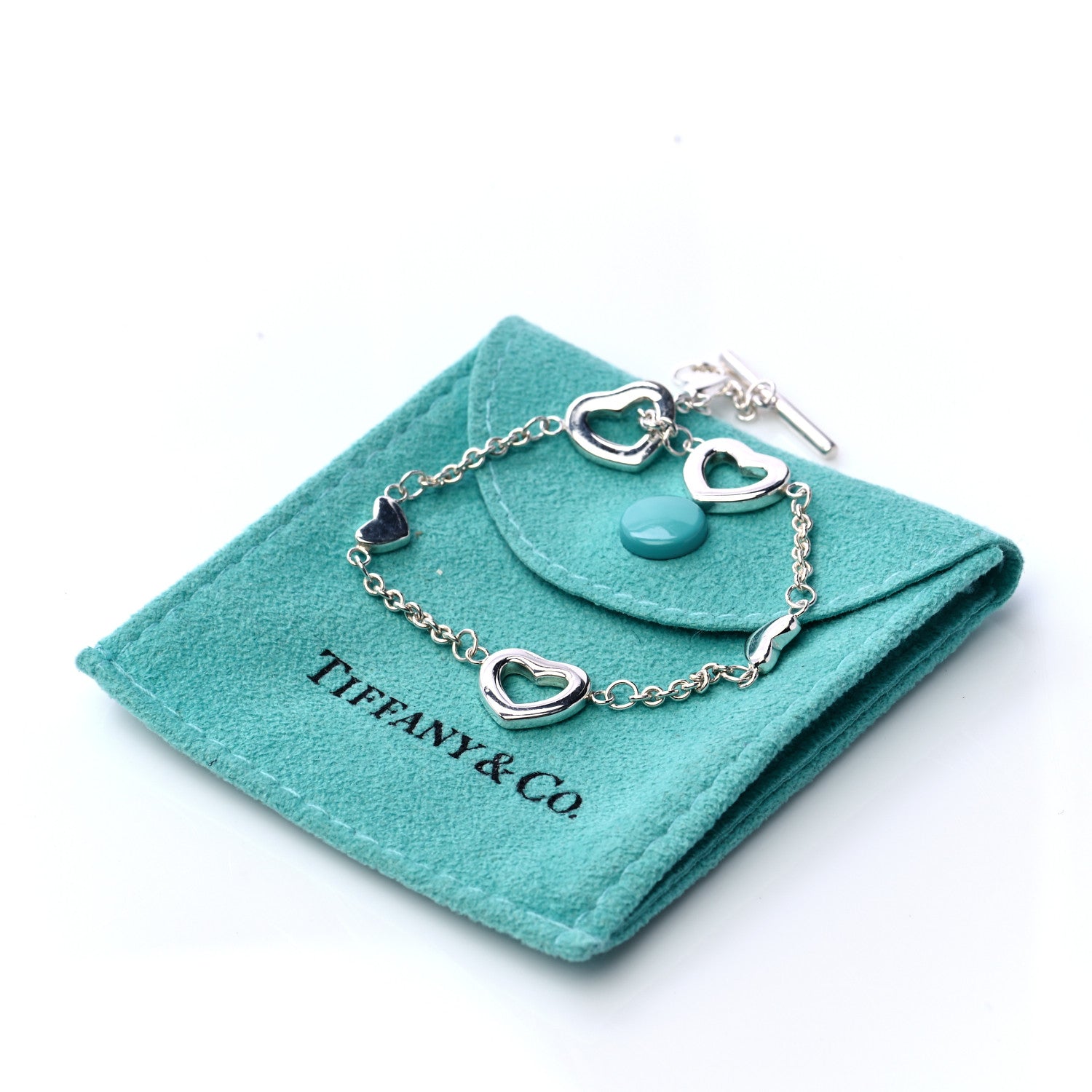 Tiffany Sterling Silver Elsa Peretti Open Heart Toggle Bracelet 7 of 7