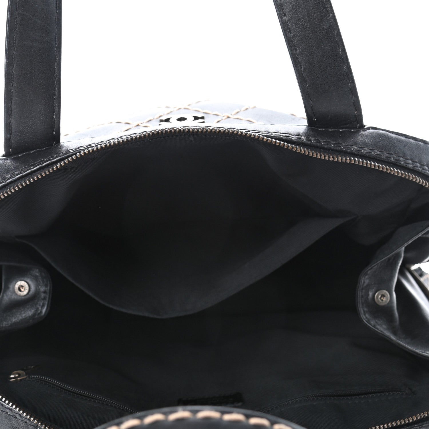 Chanel Calfskin Wild Stitch Vertical Top Handle Bag Black 4 of 6