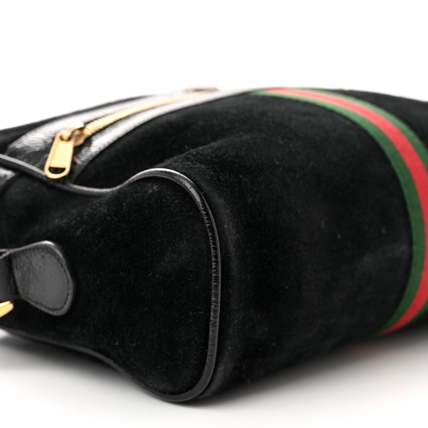 Suede Patent Web Small Ophidia Shoulder Bag Black
