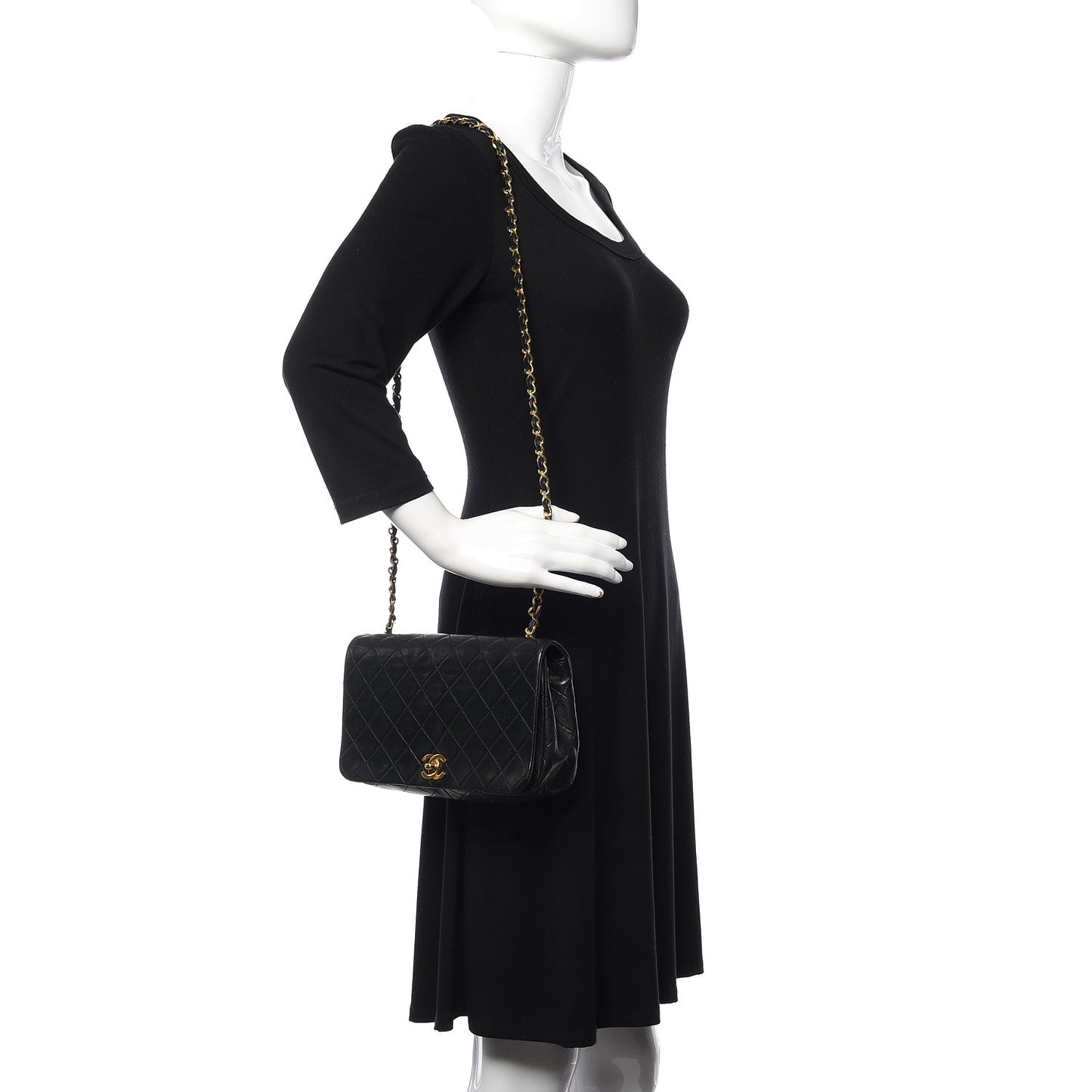Lambskin Quilted Small Single Flap Black