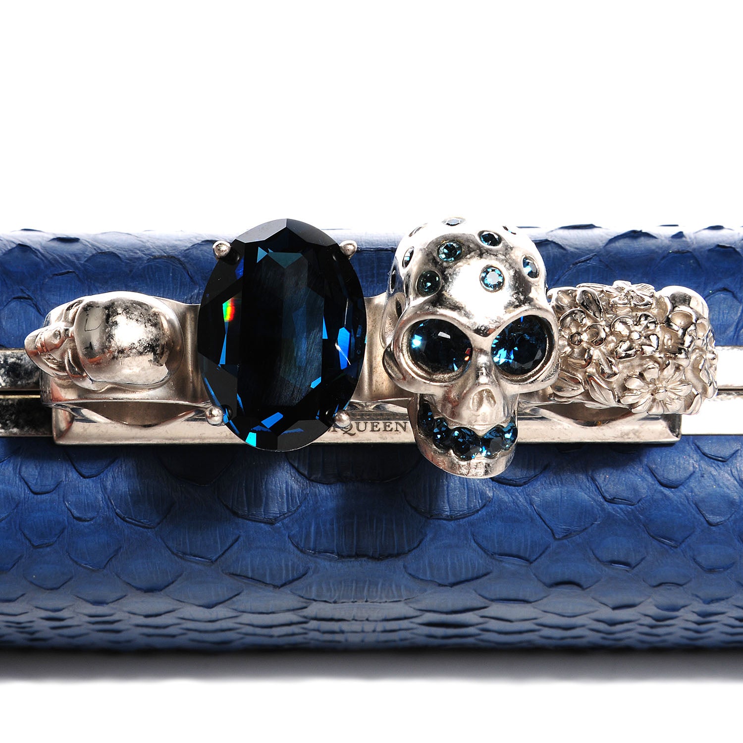 Alexander Wang ALEXANDER MCQUEEN Python Knuckle Box Clutch Blue 4 of 7