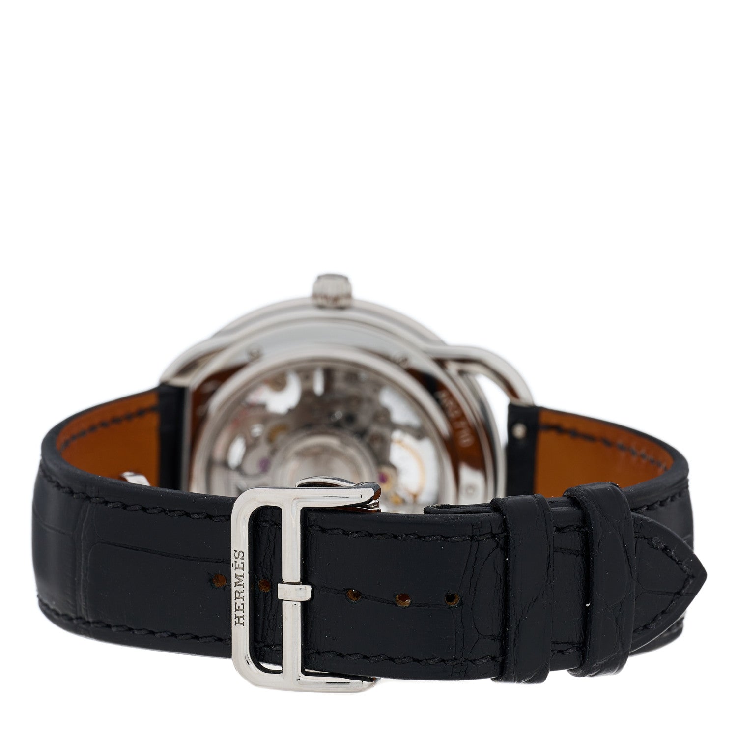 Hermes Stainless Steel Alligator 40mm Arceau Squelette Automatic Watch Noir 3 of 5