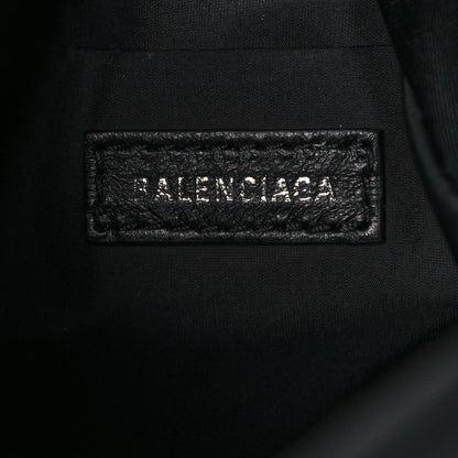 Balenciaga Recycled Sport Nylon Logo Embroidered Wheel Drawstring Bucket Bag Black White 6 of 11
