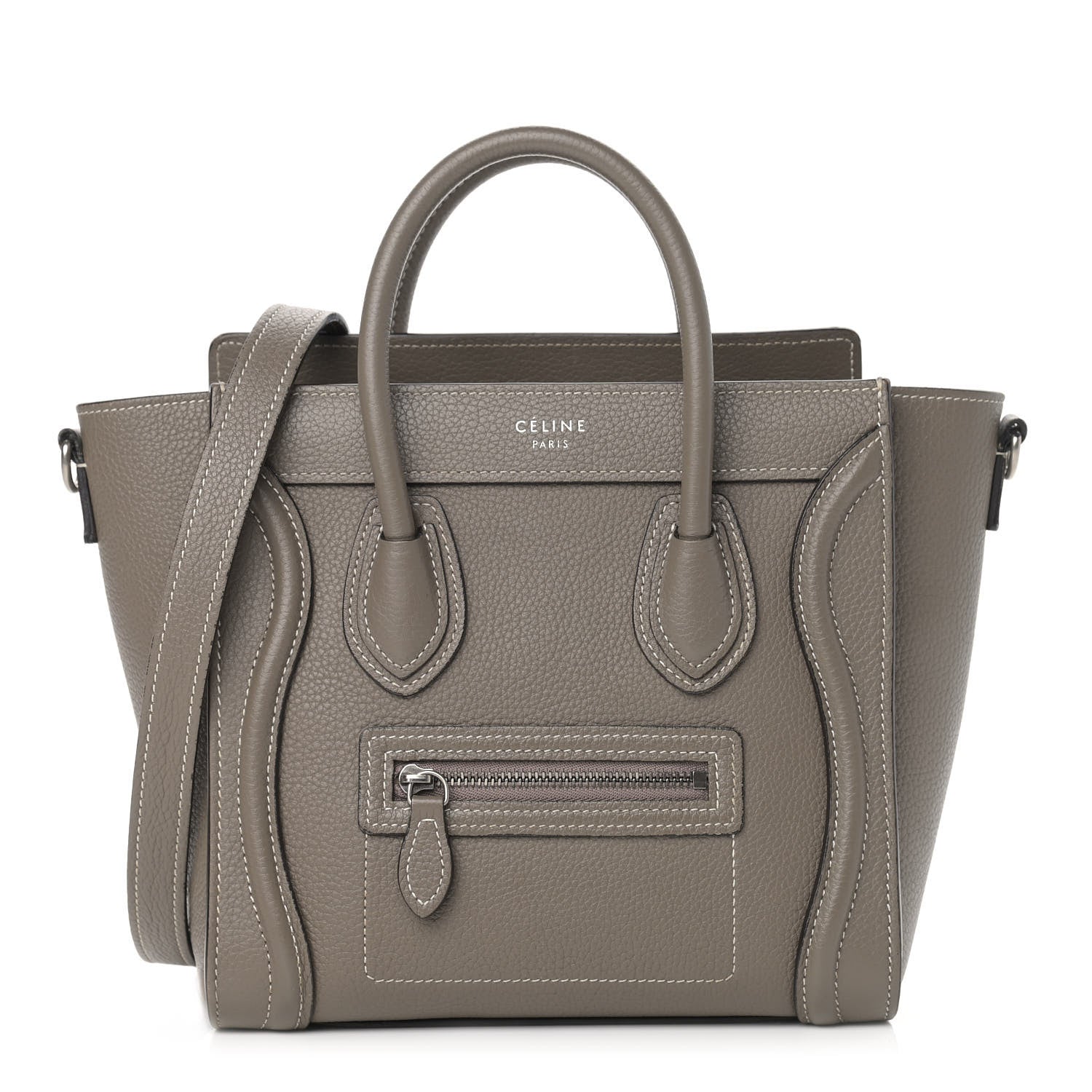 Celine Drummed Calfskin Nano Luggage Souris 1 of 12