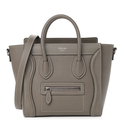 Celine Drummed Calfskin Nano Luggage Souris 1 of 12