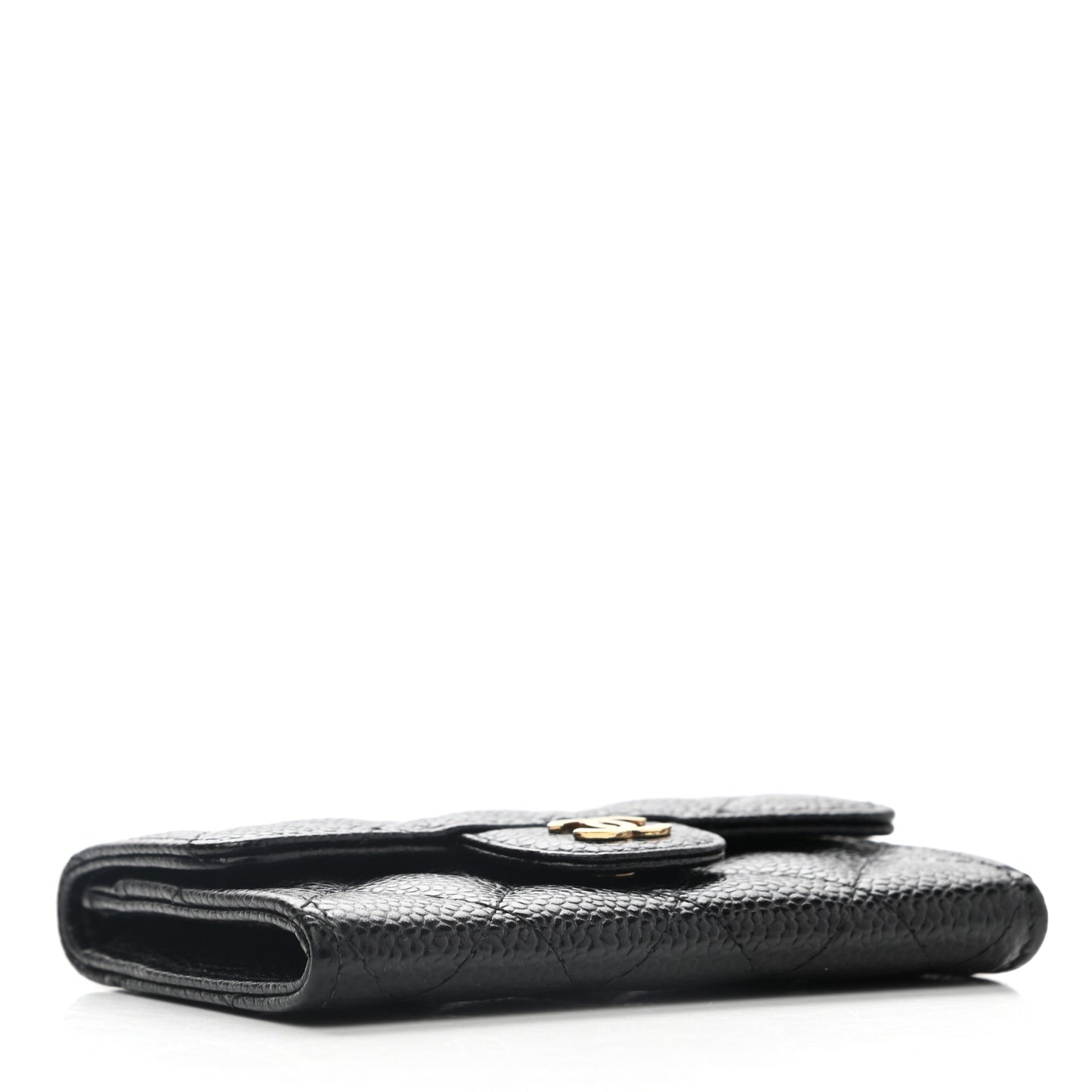 Caviar Quilted Flap Card Holder Black