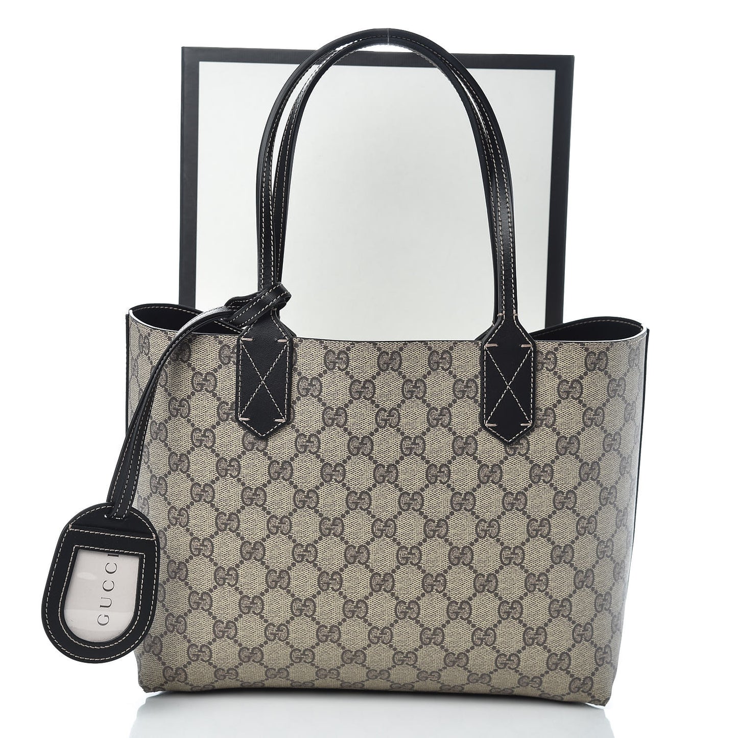 GG Supreme Monogram Small Reversible Tote Beige Black