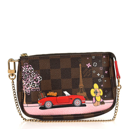 Louis Vuitton Damier Ebene 2019 Christmas Animation Mini Pochette Accessories Red 1 of 10
