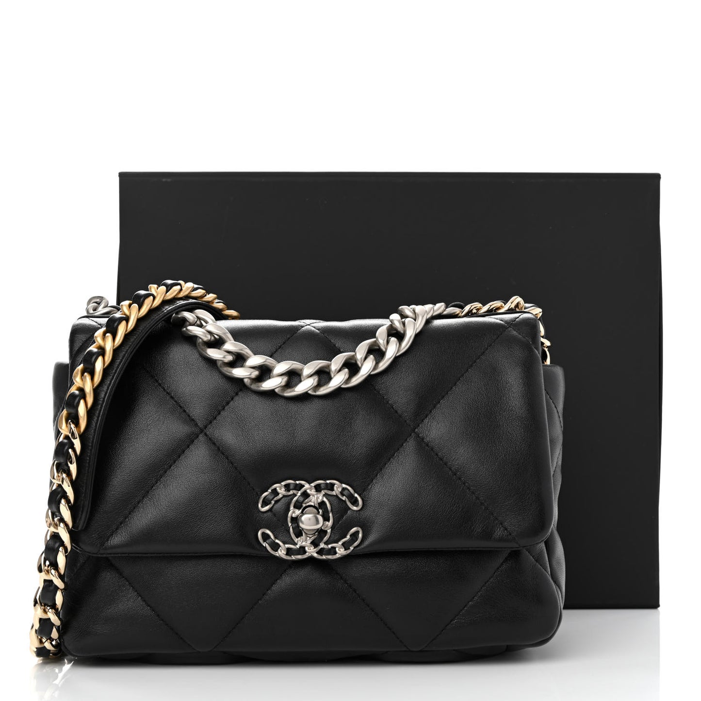 Lambskin Quilted Medium Chanel 19 Flap Black