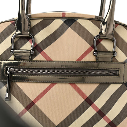 Burberry Metallic Supernova Check Patent Bowling Bag Pewter 10 of 20
